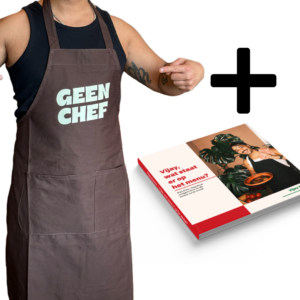Kookboek + GEEN CHEF-keukenschort (BRUIN) Combideal